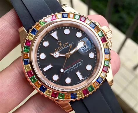 rolex rainbow yachtmaster replica|rolex yachtmaster 2 two tone.